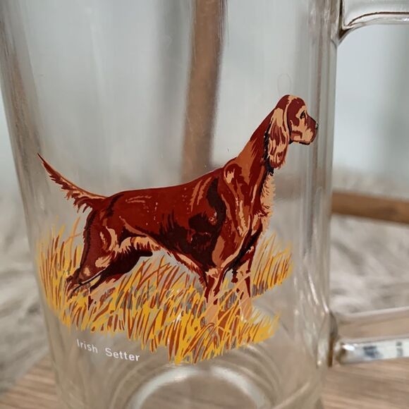 Vintage Clear Glass Beer Mug Irish Setter and Labrador Retriever - Picture 14 of 17